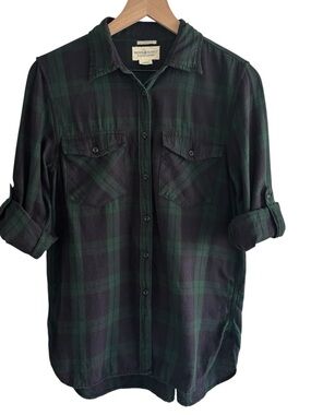 Denim & Supply Ralph Lauren Black Watch Plaid Button Up Shirt M Green Blue